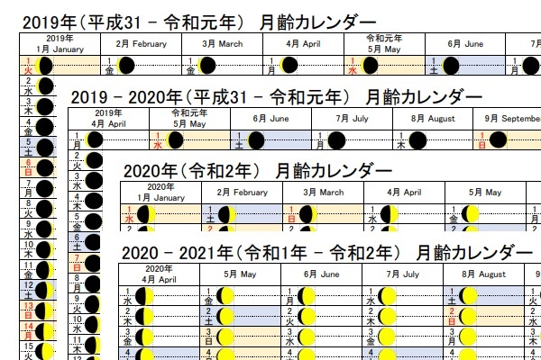 19 年月齢カレンダーをexcel Pdfで無料ダウンロード 印刷 Windowsパソコン初心者ナビ